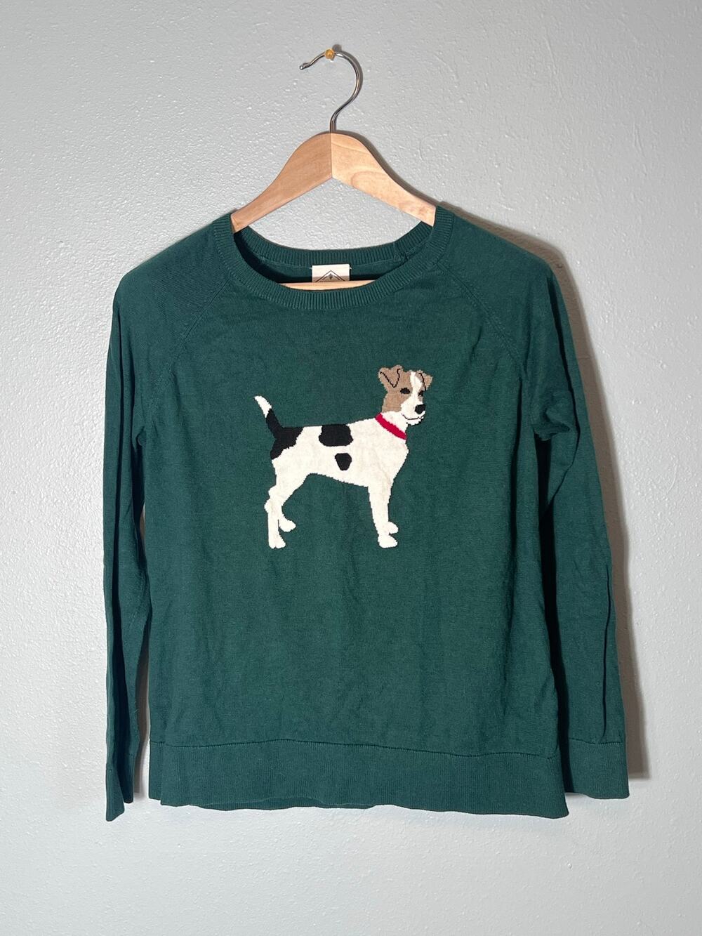 St. John’s Bay Emerald Green Dog Sweater Womens XL Layering Lightweight Pullover